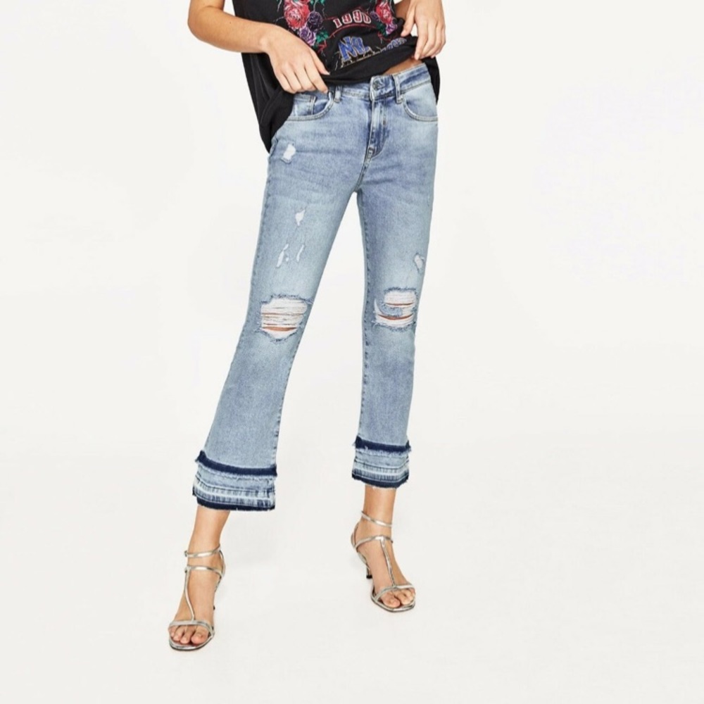 ZARA Mid rise cropped flare jeans